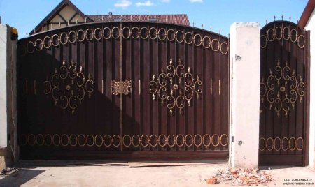 Кованые ворота с калиткой
